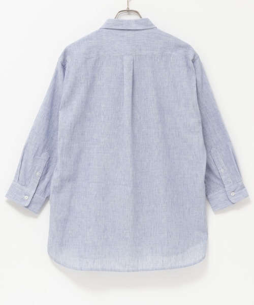 NAVY（ネイビー）の「NAVY リネン混7分袖シャツ（シャツ/ブラウス・メンズ・サックスブルー/ネイビー/ホワイト・S/M/L/XL/XXL）」の4枚目の写真