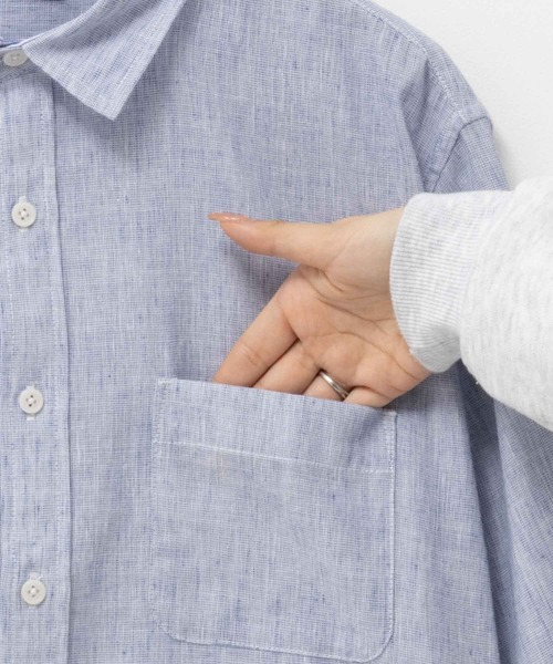 NAVY（ネイビー）の「NAVY リネン混7分袖シャツ（シャツ/ブラウス・メンズ・サックスブルー/ネイビー/ホワイト・S/M/L/XL/XXL）」の8枚目の写真
