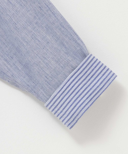 NAVY（ネイビー）の「NAVY リネン混7分袖シャツ（シャツ/ブラウス・メンズ・サックスブルー/ネイビー/ホワイト・S/M/L/XL/XXL）」の9枚目の写真