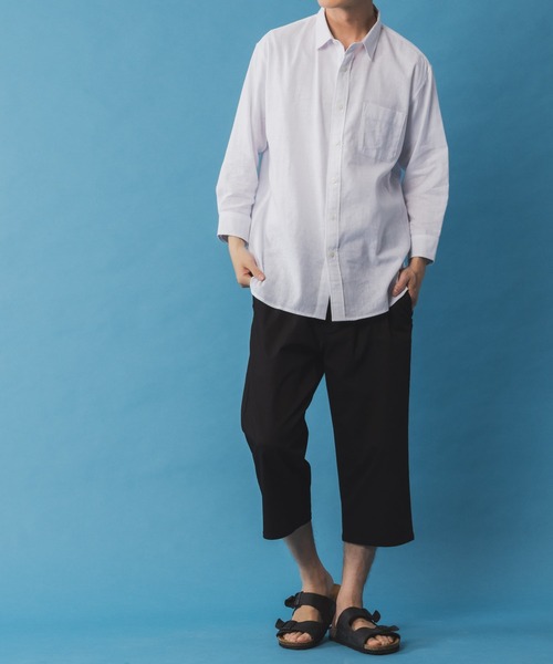 NAVY（ネイビー）の「NAVY リネン混7分袖シャツ（シャツ/ブラウス・メンズ・サックスブルー/ネイビー/ホワイト・S/M/L/XL/XXL）」の11枚目の写真