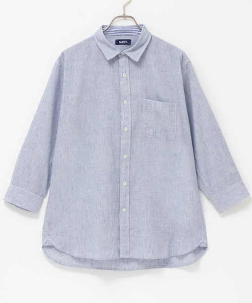 NAVY（ネイビー）の「NAVY リネン混7分袖シャツ（シャツ/ブラウス・メンズ・サックスブルー/ネイビー/ホワイト・S/M/L/XL/XXL）」の15枚目の写真