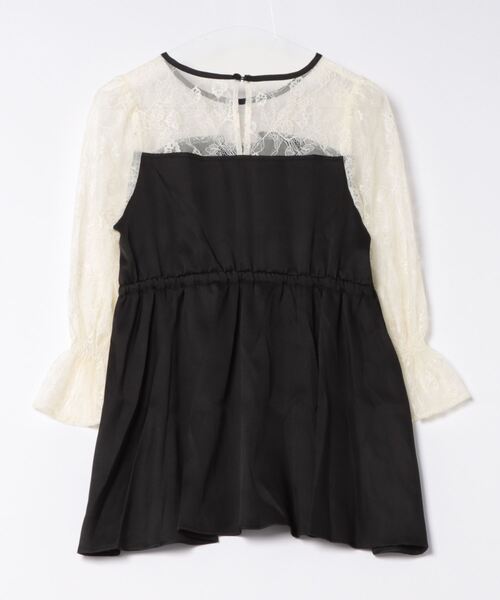 CECIL McBEE(セシルマクビー)の「レース切替えペプラムキャンディースリーブトップス(シャツ/ブラウス・レディース・アイボリー/ブラック・FREE)」の3枚目の写真