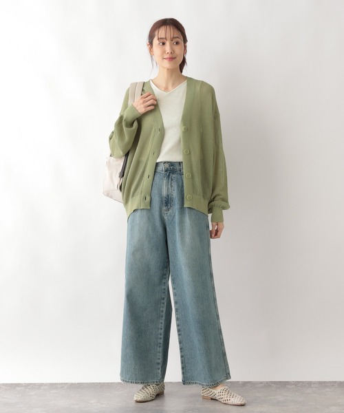 GLOBAL WORK(グローバルワーク)の「洗えるドライメッシュカーディガン/987148(カーディガン/ボレロ・レディース・グレー系その他2/ベージュ系その他4/ライトグリーン/ブラック×ホワイト/ホワイト×ブラック/ブラック系その他・LARGE/MEDIUM)」の7枚目の写真