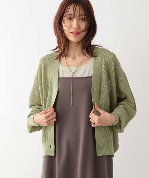 GLOBAL WORK(グローバルワーク)の「洗えるドライメッシュカーディガン/987148(カーディガン/ボレロ・レディース・グレー系その他2/ベージュ系その他4/ライトグリーン/ブラック×ホワイト/ホワイト×ブラック/ブラック系その他・LARGE/MEDIUM)」の12枚目の写真