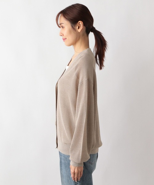 GLOBAL WORK(グローバルワーク)の「洗えるドライメッシュカーディガン/987148(カーディガン/ボレロ・レディース・グレー系その他2/ベージュ系その他4/ライトグリーン/ブラック×ホワイト/ホワイト×ブラック/ブラック系その他・LARGE/MEDIUM)」の14枚目の写真