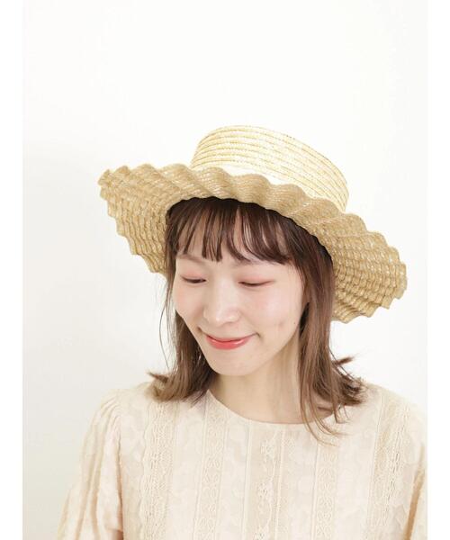 Samansa Mos2(サマンサ モスモス)の「【UVカット】なみなみカンカン帽(ハット・レディース・オフホワイト/ブラック・F)」の3枚目の写真