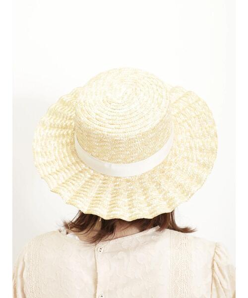 Samansa Mos2(サマンサ モスモス)の「【UVカット】なみなみカンカン帽(ハット・レディース・オフホワイト/ブラック・F)」の4枚目の写真