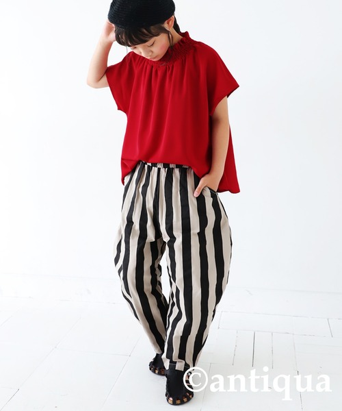 antiqua（アンティカ）の「フレンチスリーブブラウス（Tシャツ/カットソー・キッズ・ミント/レッド/オフホワイト/ブラック・160/150/140/130）」の15枚目の写真