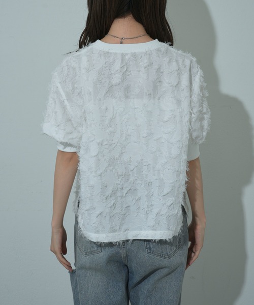 COLONY 2139(コロニートゥーワンスリーナイン)の「フリンジジャガード5分袖プルオーバー(シャツ/ブラウス・レディース・ブラック/オフホワイト・FREE)」の9枚目の写真