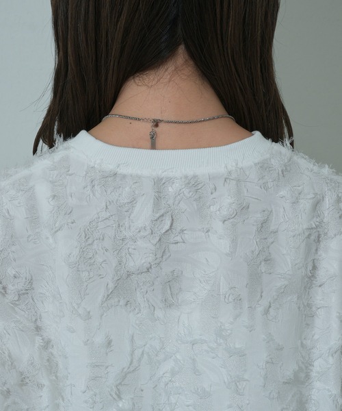 COLONY 2139(コロニートゥーワンスリーナイン)の「フリンジジャガード5分袖プルオーバー(シャツ/ブラウス・レディース・ブラック/オフホワイト・FREE)」の10枚目の写真