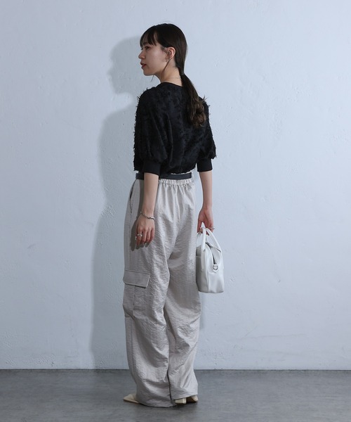 COLONY 2139(コロニートゥーワンスリーナイン)の「フリンジジャガード5分袖プルオーバー(シャツ/ブラウス・レディース・ブラック/オフホワイト・FREE)」の6枚目の写真