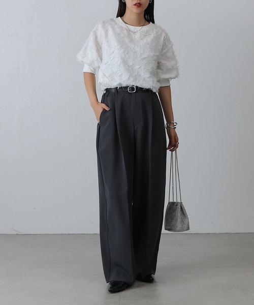 COLONY 2139(コロニートゥーワンスリーナイン)の「フリンジジャガード5分袖プルオーバー(シャツ/ブラウス・レディース・ブラック/オフホワイト・FREE)」の19枚目の写真