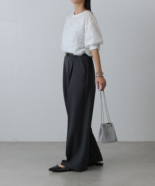 COLONY 2139(コロニートゥーワンスリーナイン)の「フリンジジャガード5分袖プルオーバー(シャツ/ブラウス・レディース・ブラック/オフホワイト・FREE)」の18枚目の写真