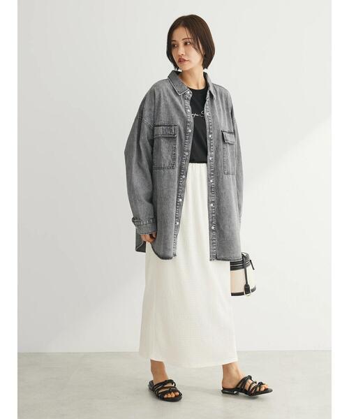 ELENCARE DUE（エレンカーレデュエ）の「・ELENCARE　DUE　デニムロングスリーブシャツ（チュニック・レディース・ライトインディゴブルー/杢グレー・FREE）」の3枚目の写真