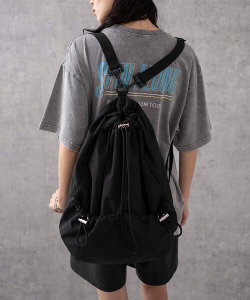 WEGO(ウィゴー)の「WEGO/2wayナップサック(バックパック/リュック・レディース・ブラック/ホワイト/ライトグレー・FREE)」の5枚目の写真