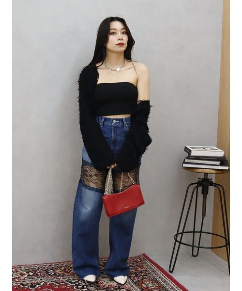 EVRIS（エヴリス）の「レースドッキングワイドデニムパンツ（デニムパンツ・レディース・ブルー/ブラック・MEDIUM/SMALL）」の15枚目の写真