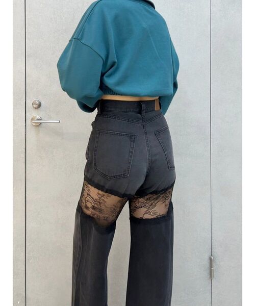 EVRIS（エヴリス）の「レースドッキングワイドデニムパンツ（デニムパンツ・レディース・ブルー/ブラック・MEDIUM/SMALL）」の17枚目の写真