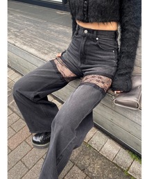 EVRIS | レースドッキングワイドデニムパンツ(デニムパンツ)