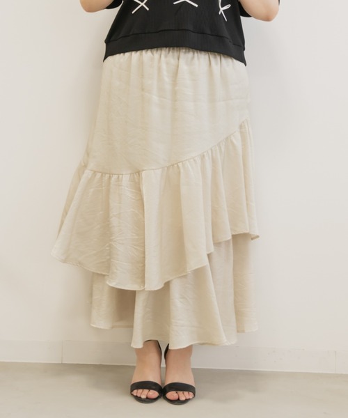 CLETTE(クレット)の「アシメティアードラメスカート(スカート・レディース・ブラック/アイボリー・LL/3L/4L)」の15枚目の写真