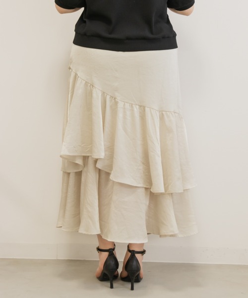 CLETTE(クレット)の「アシメティアードラメスカート(スカート・レディース・ブラック/アイボリー・LL/3L/4L)」の18枚目の写真