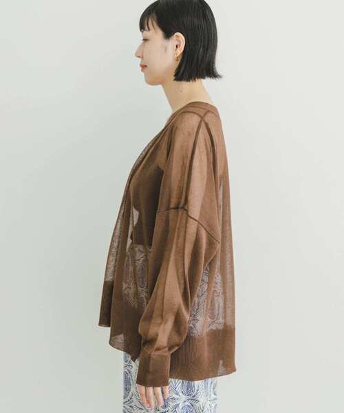 ITEMS URBANRESEARCH（アイテムズ アーバンリサーチ）の「シアーVネックニットカーディガン（カーディガン/ボレロ・レディース・ブラウン/ブルー/ブラック/グレー系その他・FREE）」の20枚目の写真