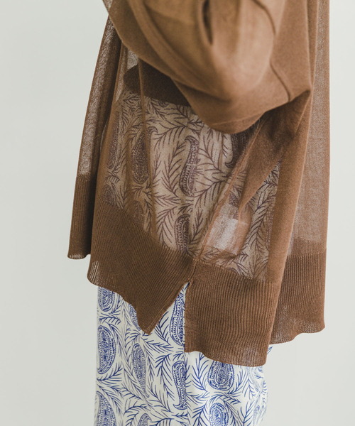 ITEMS URBANRESEARCH（アイテムズ アーバンリサーチ）の「シアーVネックニットカーディガン（カーディガン/ボレロ・レディース・ブラウン/ブルー/ブラック/グレー系その他・FREE）」の15枚目の写真