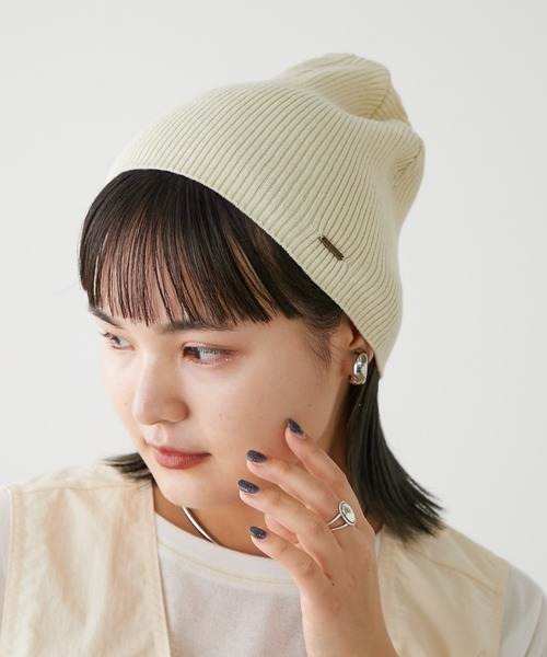 CIAOPANIC TYPY(チャオパニックティピー)の「プレート付きプチプラビーニー(ニットキャップ/ビーニー・レディース・アイボリー/ブラック/サックスブルー/グレー/ピンク・ONE SIZE)」の13枚目の写真