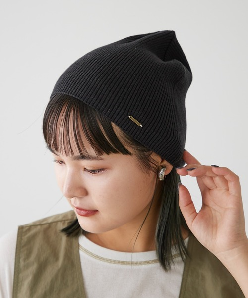 CIAOPANIC TYPY(チャオパニックティピー)の「プレート付きプチプラビーニー(ニットキャップ/ビーニー・レディース・アイボリー/ブラック/サックスブルー/グレー/ピンク・ONE SIZE)」の8枚目の写真