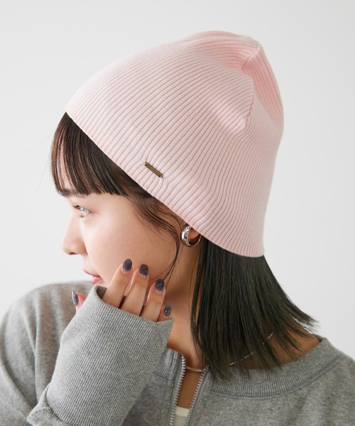 CIAOPANIC TYPY(チャオパニックティピー)の「プレート付きプチプラビーニー(ニットキャップ/ビーニー・レディース・アイボリー/ブラック/サックスブルー/グレー/ピンク・ONE SIZE)」の21枚目の写真