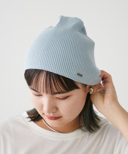 CIAOPANIC TYPY(チャオパニックティピー)の「プレート付きプチプラビーニー(ニットキャップ/ビーニー・レディース・アイボリー/ブラック/サックスブルー/グレー/ピンク・ONE SIZE)」の19枚目の写真