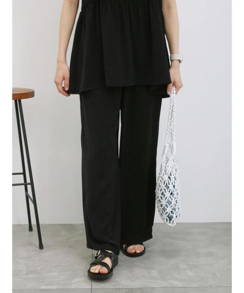 Samansa Mos2 blue（サマンサモスモスブルー）の「【接触冷感】イージーパンツ(セットアップ可)（その他パンツ・レディース・オレンジ/ブラック/グリーン/ベージュ・F）」の2枚目の写真