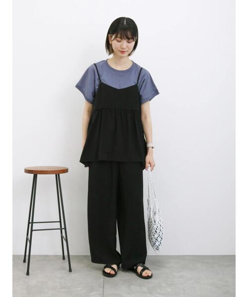 Samansa Mos2 blue（サマンサモスモスブルー）の「【接触冷感】イージーパンツ(セットアップ可)（その他パンツ・レディース・オレンジ/ブラック/グリーン/ベージュ・F）」の20枚目の写真