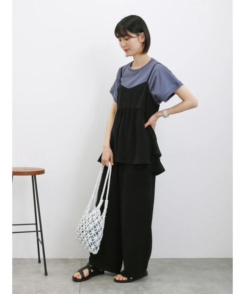 Samansa Mos2 blue（サマンサモスモスブルー）の「【接触冷感】イージーパンツ(セットアップ可)（その他パンツ・レディース・オレンジ/ブラック/グリーン/ベージュ・F）」の21枚目の写真