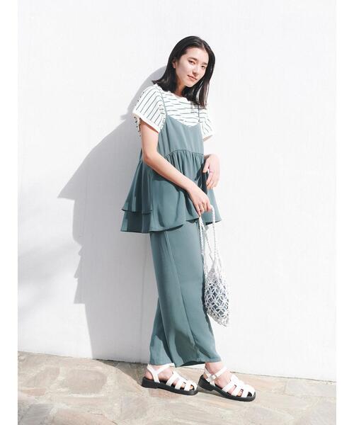 Samansa Mos2 blue（サマンサモスモスブルー）の「【接触冷感】イージーパンツ(セットアップ可)（その他パンツ・レディース・オレンジ/ブラック/グリーン/ベージュ・F）」の15枚目の写真