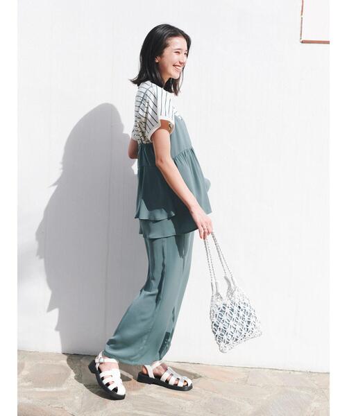 Samansa Mos2 blue（サマンサモスモスブルー）の「【接触冷感】イージーパンツ(セットアップ可)（その他パンツ・レディース・オレンジ/ブラック/グリーン/ベージュ・F）」の16枚目の写真