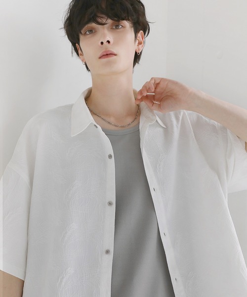 LILL（リル）の「ビッグシルエットドレープリラクシング半袖シャツ（シャツ/ブラウス・メンズ・ホワイト系/ブラック/ホワイト/ブラック系・S/M/L/XL）」の11枚目の写真