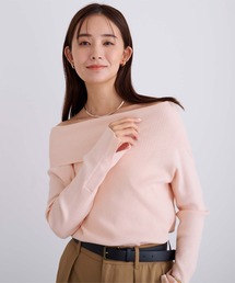 さゆ　ピンク オフショルダー ニットセーター ニット/セーター（ピンク/桃色系・オフショルダー）ファッション通販