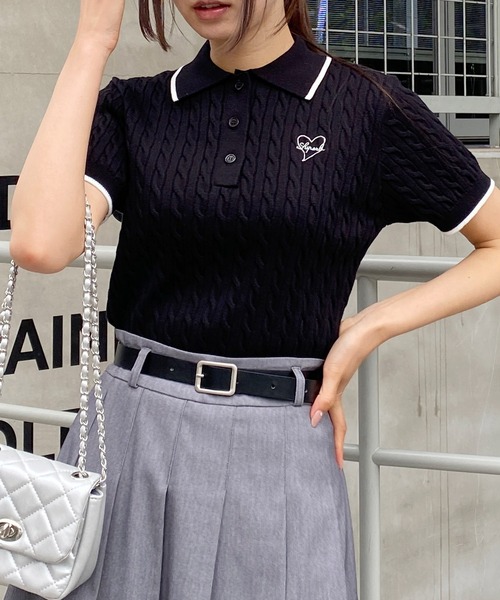 INGNI（イング）の「胸刺しゅう半袖ポロニット（ニット/セーター