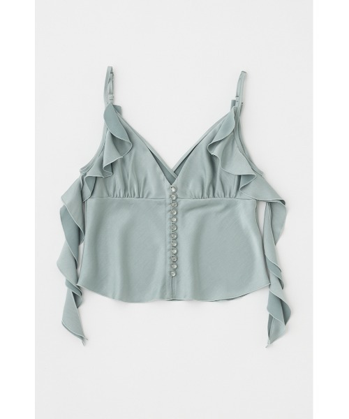 MOUSSY（マウジー）の「FRILL STRAP SATIN キャミソール（キャミソール・レディース・オフホワイト/ライトグリーン/レッド・FREE）」の4枚目の写真