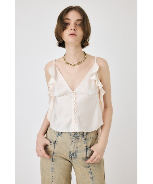 MOUSSY（マウジー）の「FRILL STRAP SATIN キャミソール（キャミソール・レディース・オフホワイト/ライトグリーン/レッド・FREE）」の6枚目の写真