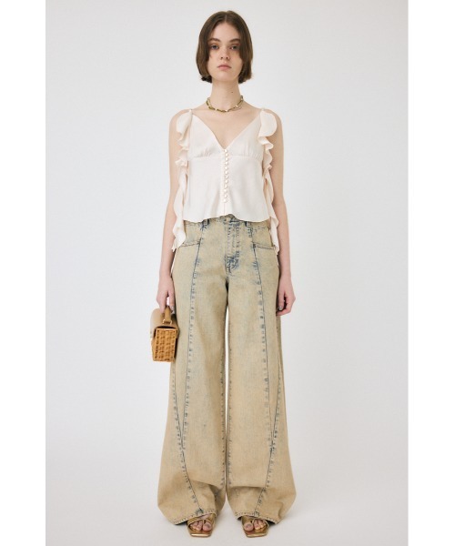 MOUSSY（マウジー）の「FRILL STRAP SATIN キャミソール（キャミソール・レディース・オフホワイト/ライトグリーン/レッド・FREE）」の9枚目の写真