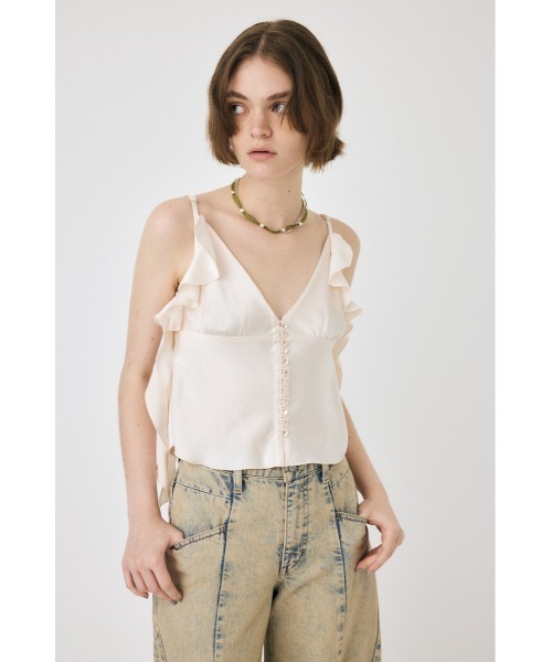 MOUSSY（マウジー）の「FRILL STRAP SATIN キャミソール（キャミソール・レディース・オフホワイト/ライトグリーン/レッド・FREE）」の10枚目の写真
