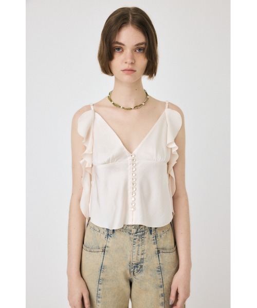 MOUSSY（マウジー）の「FRILL STRAP SATIN キャミソール（キャミソール・レディース・オフホワイト/ライトグリーン/レッド・FREE）」の11枚目の写真