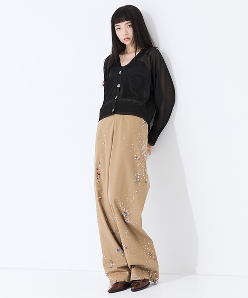 STUDIOUS（ステュディオス）の「【STUDIOUS/ステュディオス】Vネックシアーニットカーディガン（カーディガン/ボレロ・レディース・ブラック/ホワイト・FREE）」の22枚目の写真