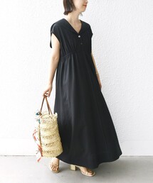 【WEB限定】〈手洗い可能〉セーラーカラー パイピング ロング ワンピース