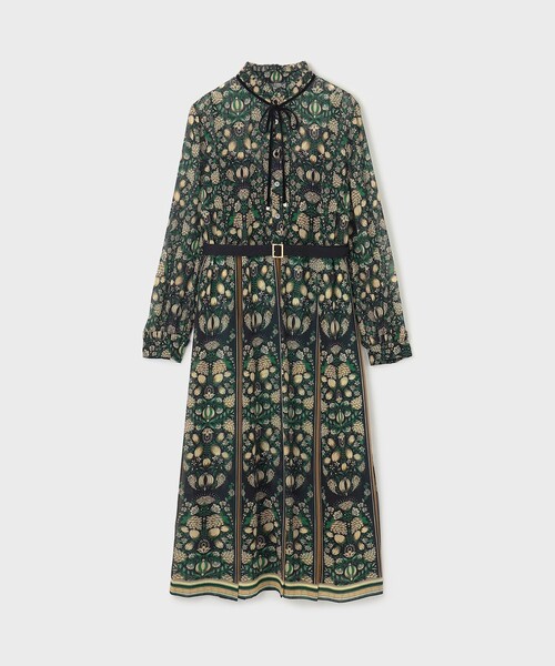 ハイネックボウタイプリントワンピース（ワンピース）｜GRACE