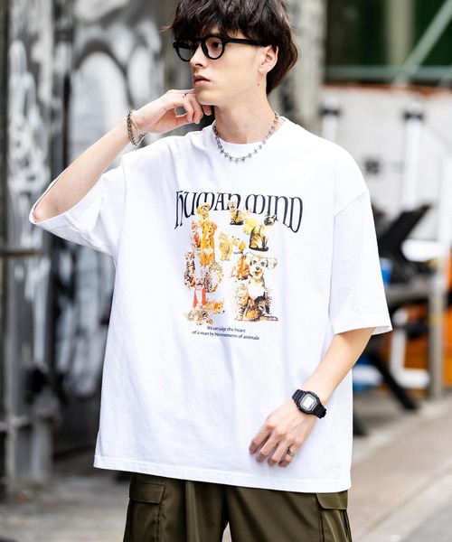 Rocky Monroe（ロッキーモンロー）の「オーバーサイズピグメント加工アニマルプリント半袖Tシャツ（Tシャツ/カットソー・メンズ・ネイビー系/ブラック/ホワイト系/ネイビー/ブラック系/ホワイト・M/L/XL）」の3枚目の写真