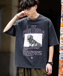 オーバーサイズピグメント加工アニマルプリント半袖Tシャツ