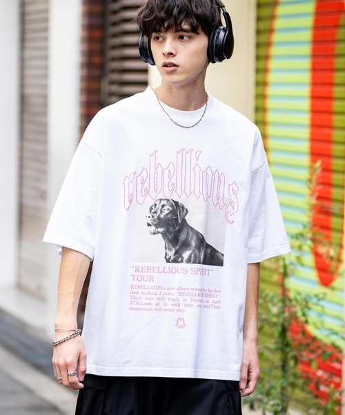 Rocky Monroe（ロッキーモンロー）の「オーバーサイズピグメント加工アニマルプリント半袖Tシャツ（Tシャツ/カットソー・メンズ・ネイビー系/ブラック/ホワイト系/ネイビー/ブラック系/ホワイト・M/L/XL）」の2枚目の写真