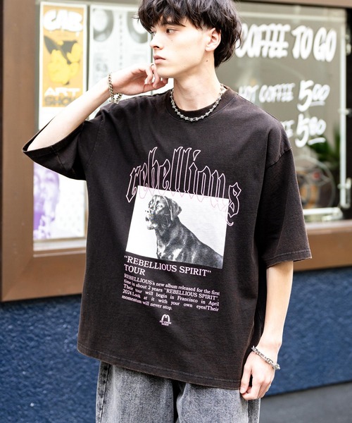 Rocky Monroe（ロッキーモンロー）の「オーバーサイズピグメント加工アニマルプリント半袖Tシャツ（Tシャツ/カットソー・メンズ・ネイビー系/ブラック/ホワイト系/ネイビー/ブラック系/ホワイト・M/L/XL）」の4枚目の写真